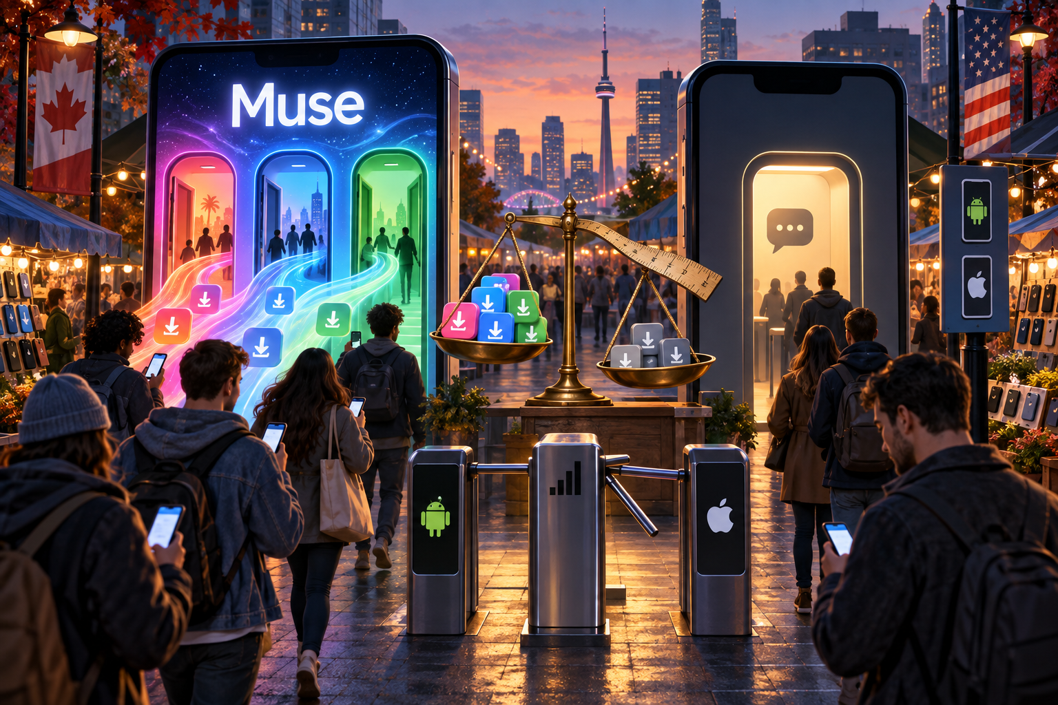 Уличный рынок приложений с весами и смартфонными витринами показывает, как Muse разгоняется через коридоры соцсетей Meta, пока сравнение с ранним ChatGPT выглядит методологически п