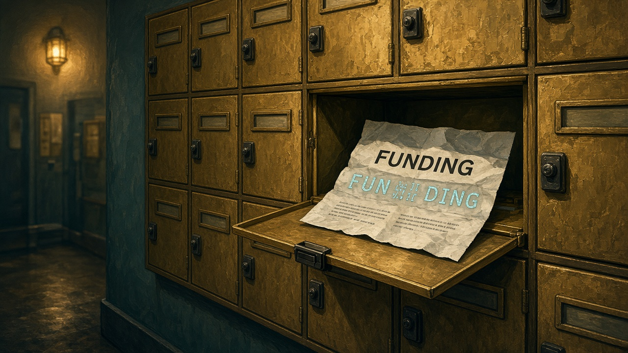 В почтовом ящике лежит обычное письмо про кредит, где слово «FUNDING» целое для глаза, а под ним те же буквы рассыпаны на «FUN» и «DING» с призрачными Unicode-метками между обломка